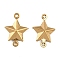 304 Stainless Steel Connector Charms, Star Links, Ion Plating(IP), Real 18K Gold Plated, 18x13x4.5mm, Hole: 1.2mm
