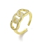 Brass Pave Cubic Zirconia Open Cuff Rings, Cadmium Free & Nickel Free & Lead Free, Oval, Real 18K Gold Plated, US Size 8(18.1mm)