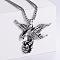 Vintage Punk Hip Hop Stainless Steel Eagle with Skull Head Pendant Necklaces, Stainless Steel Color