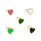 Adjustable Enamel Heart Signet Ring, Real 18K Gold Plated Brass Jewelry for Women, Lead Free & Cadmium Free, Mixed Color, Inner Diameter: 17mm