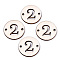 Unfinished Natural Poplar Wood Links Connectors, Laser Cut, Flat Round with Number, Num.2, 29.5x2.5mm, Hole: 2.5mm