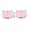 Transparent Acrylic Beads, with Enamel, Tiger, Pearl Pink, 18x25x9mm, Hole: 3mm