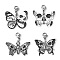 Alloy Enamel Pendant Decorations, with 304 Stainless Steel Lobster Claw Clasps, Butterfly with Skull, Black, 28~30mm
