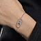 Brass Oval Link Bracelets, Curb Chain Bracelets for Women, with Cubic Zirconia, Silver, Inner Diameter: 6-1/4 inch(16cm)