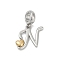 Brass European Dangle Charms, Heart Letter Large Hole Pendants, Platinum & Golden, Letter N, 25.5~30.5mm, Hole: 6mm