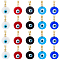 20Pcs 5 Colors Handmade Lampwork Evil Eye Pendants, with Real 18K Gold Plated Brass Findings, Cadmium Free & Lead Free, Mixed Color, 15x12x5mm, Hole: 4.5x3.5mm,  4pcs/color