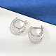 Овальные серьги-кольца из латуни с микропаве из прозрачных кубических цирконий EJEW-S277-10P-A-1