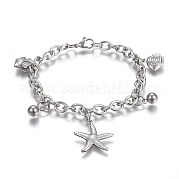Браслеты с подвесками из нержавеющей стали 304 BJEW-L637-28-P
