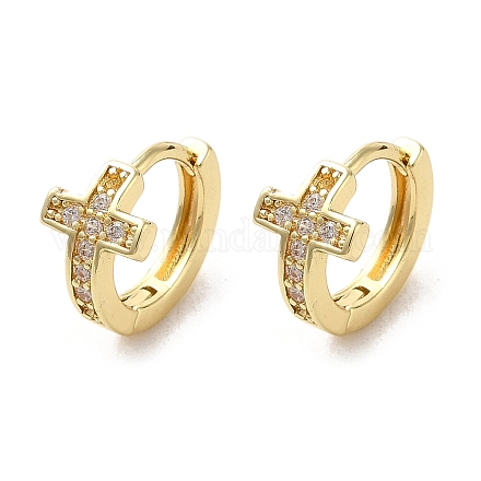 Серьги-кольца из латуни с микропаве из кубического циркония EJEW-A031-24G-1