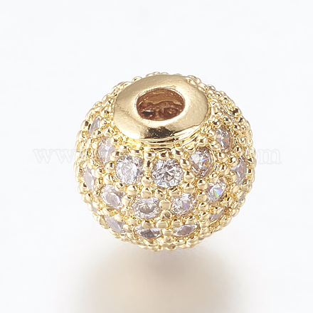 Латунные микро проложить кубического циркония бусы ZIRC-E134-8mm-04G-1