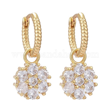 Серьги-кольца из латуни с микро-паве из фианита EJEW-K083-25G-B-1