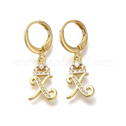 Серьги-кольца из латуни с прозрачным фианитом EJEW-M045-01X-1