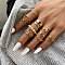 10Pcs Alloy with Plastic Pearl Finger Rings, Butterfly, Golden, Inner Diameter: 16~19mm