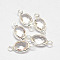 Oval Faceted Silver Color Plated Brass Glass Links connectors, Clear, 14.5~15x6.5~7.5x3.2mm, Hole: 1mm