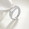 304 Stainless Steel Rectangle Finger Rings for Women, Stainless Steel Color, 7mm, Inner Diameter: 18mm
