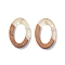 Transparent Resin & Walnut Wood Pendants, with Paillette/Sequin, Oval, Sienna, 28.5x19.5x3mm, Hole: 1.8mm
