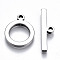 Non-Tarnish 201 Stainless Steel Toggle Clasps, Nickel Free, Ring, Stainless Steel Color, Ring: 17x13.5x2mm, Hole: 1.8mm, Bar: 22x6x2mm, Hole: 1.8mm