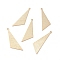 Brass Charms, Triangle, Real 24K Gold Plated, 40x11.5x0.5mm, Hole: 1.4mm