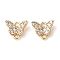 Brass Pave Clear Cubic Zirconia Connector Charms, Cadmium Free & Nickel Free & Lead Free, Butterfly Links, Real 18K Gold Plated, 7x8x3mm, Hole: 1mm