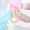 Rack Plating Brass Micro Pave Cubic Zirconia Open Cuff Rings for Women, with Enamel, Long-Lasting Plated, Lead Free & Cadmium Free, Shoes, White, Inner Diameter: 16mm