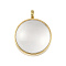 Ion Plating(IP) 304 Stainless Stee Locket Pendants, with Glass, Flat Round Charm, Real 18K Gold Plated, 31x24x14mm, Hole: 5mm