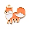 Thanksgiving Day Alloy Enamel Pendants, Light Gold, Fox, 18.5x20x1.5mm, Hole: 1.8mm