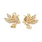 Brass Micro Pave Cubic Zirconia Pendants, Cadmium Free & Lead Free, Bird Charms, with Jump Ring, Real 18K Gold Plated, 20x17x3mm, Hole: 3mm