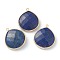 Natural Lapis Lazuli Pendants, with Golden Brass Edge, Faceted, Teardrop, 28x25x6mm, Hole: 1.6mm