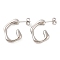 Non-Tarnish 304 Stainless Steel Stud Earrings, C-Shaped, Stainless Steel Color, 23x4mm