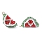 Glass Seed Beaded Fruit Pendants, with 304 Stainless Steel Jump Rings, Real 18K Gold Plated, Watermelon, 23x16.5x13.5mm, Hole: 3mm