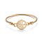 304 Stainless Steel Bangles, Flat Round with Tree of Life, Golden, 2-1/8 inchx2-1/8 inch(5.5x5.3cm)