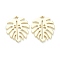 Baking Painted Alloy Pendants, Tropical Leaf Charms, for DIY Accessories, Lead Free & Cadmium Free, Monstera Leaf, Light Goldenrod Yellow, 21x17x1mm, Hole: 1.6mm