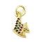 Real 18K Gold Plated Brass Pave Cubic Zirconia Pendants, Cadmium Free & Nickel Free & Lead Free, with Jump Rings, Fish, Colorful, 13.5x7.5x2mm, Hole: 3mm