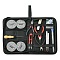 DIY Jewelry Tools Sets, including Steel Sewing Needle Devices, Elastic Thread, Metric & Imperial Soft Tape Measure, Iron Tweezers, Awl, Stainless Steel Scissors, Needle, Pliers, Black