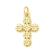 Brass Pendants, Cross & Flower Charms, Rack Plating, Long-Lasting Plated, Cadmium Free & Lead Free, with Jump Rin, Real 18K Gold Plated, 18x12x1.5mm, Hole: 3.4mm