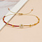 Glass Seed Beads Braided Bead Bracelets, Shell Jewelry for Women, Flat Round with Letter, Letter A