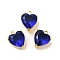 304 Stainless Steel Rhinestone Pendants, Heart, Capri Blue, 13.5x10.5x7mm, Hole: 1.6mm
