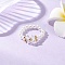 ABS Plastic Imitation Pearl Elastic Rings for Women, with Imitation Austrian Crystal, Round, White, 7.5mm,Inner Diameter: 18mm