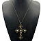 Alloy Rhinestone Pendant Necklaces, Platinum, Cross