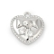Brass Micro Pave Cubic Zirconia Pendants, Cadmium Free & Nickel Free & Lead Free, Heart Charms, Platinum, 13.5x12.5x3.5mm, Hole: 1.2mm