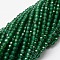 Dyed Natural White Jade Round Beads Strands, Faceted, Green, 4mm, Hole: 1mm, about 89~90pcs/strand, 14.5 inch