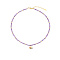 Natural Amethyst Beaded Necklaces, with Golden Plated Metal Eye Charms, 15.75 inch(40cm), Charm: 13.7x13.8mm