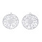 Non-Tarnish 201 Stainless Steel Filigree Pendants, Etched Metal Embellishments, Dandelion, Stainless Steel Color, 27x25x0.2mm, Hole: 1.2mm