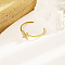 Stainless Steel with Rhinestone Adjustable Open Cuff Rings for Women, Rabbit Ear, Real 18K Gold Plated