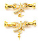 Brass Micro Pave Clear Cubic Zirconia Fold Over Clasps, Cadmium Free & Lead Free, Bowknot, Golden, 35mm, Bowknot: 22x19.5x4mm, Pin: 0.7mm, Clasp: 12x5.5x6.5mm, Hole: 4.5mm