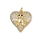 Brass Micro Pave Cubic Zirconia Pendants, Heart with Bear Charms, with Jump Ring, Cadmium Free & Lead Free, Rack Plating, Long-Lasting Plated, Real 18K Gold Plated, 21x20x6mm, Hole: 3mm