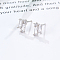Cubic Zirconia Rectangle Stud Earrings, Silver 925 Sterling Silver Post Earrings, with 925 Stamp, Clear, 8.5x5.8mm