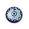 Handmade Lampwork Pendants, Flat Round with Evil Eye, Indigo, 30.5x6.5mm, Hole: 3.5mm