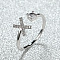 Brass Micro Pave Cubic Zirconia Cuff Rings for Women, Open Rings, Platinum, Letter X, Inner Diameter: 16~19mm
