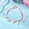Adjustable Glass Seed Beaded Multi-strand Bracelets, with Natural Freshwater Shell Beads & Brass Beads & Word Love, for Valentine's Day, Pink, 2~3-3/4 inch(5~9.5cm)